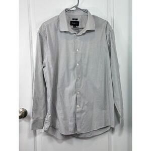 Awearness Kenneth Cole Mens Slim Fit Non-Iron Dress Shirt Grey White 18‎ 34/35